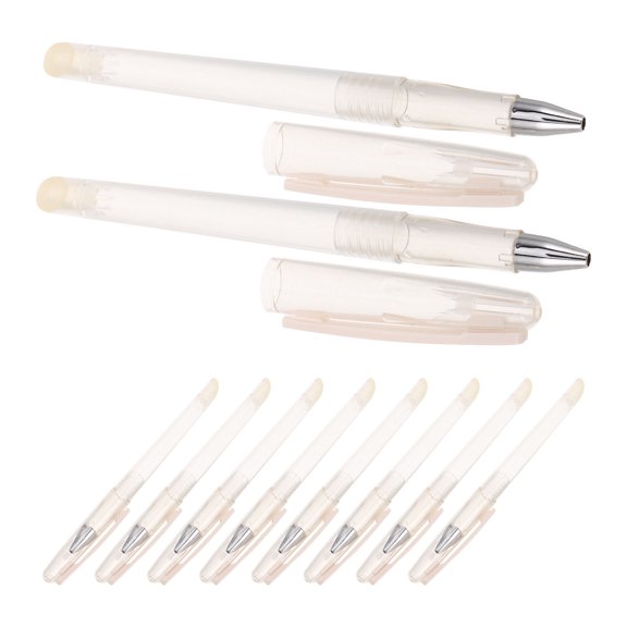 10Pcs Plastic Clear Pen Shells Empty Ballpoint Pen Tubes with Erasable Tip for Home Use