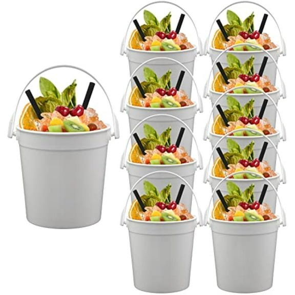 10Pcs Plastic Cocktail Buckets, 1L 32oz Reusable Punch Bowls, Smoothie Beverage Buckets for Party, Liter Ice Bucket Translucent for Bar Beer,Anything but a Cup Party Ideas (10pcs)