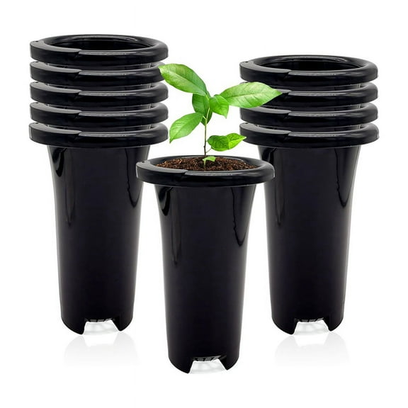 10Pcs Plastic Deep Plant Nursery Pots, Thick Stable Tall Tree Reusable Seedling Container