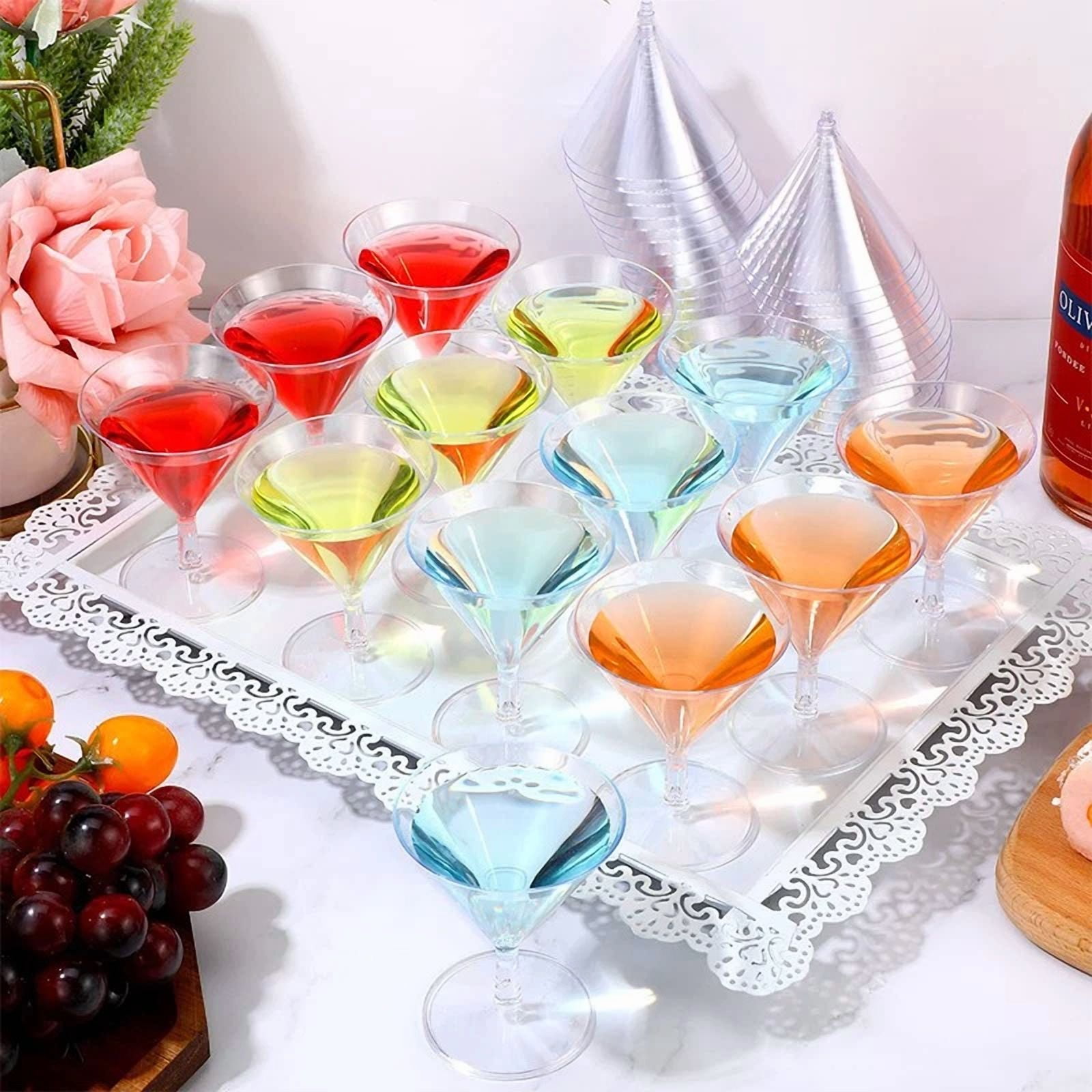 10Pcs Plastic Disposable Champagne Cups Cocktail Wine Champagne Margarita Cup_W