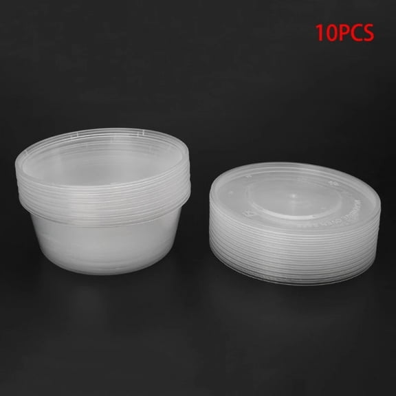 10Pcs Plastic Disposable Lunch Soup Bowl Round Container Box With Lids New