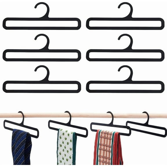 10Pcs Plastic Hanger Scarf Hanger Black Rectangular Towel Holders Space Saving Scarf Organizer Hooks Closet Organizers and Storage for Ties Scarves Belts 8.4x3Inch Making DIY