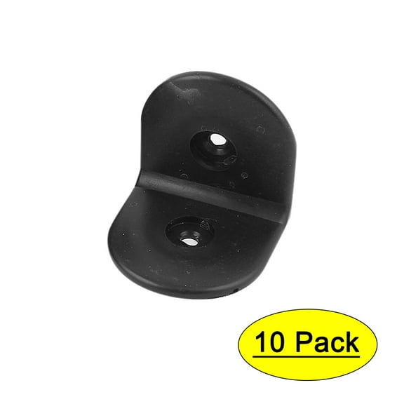 10Pcs Plastic L Shape Corner Brace Angle Bracket for Furniture Black