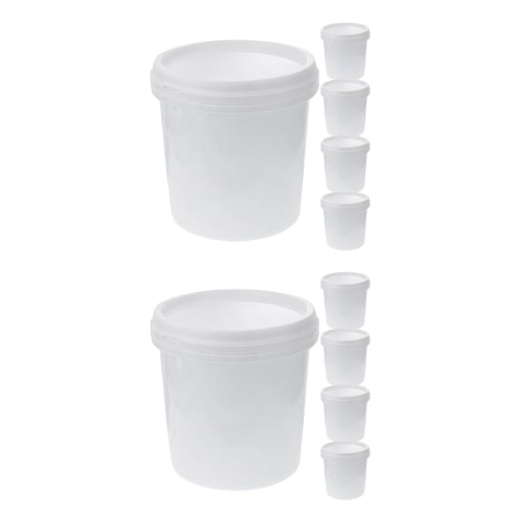 10Pcs Plastic Pail with Lid, Grade Storage Bucket Portable Cleaning Bucket Heavy Duty Water Container 1L