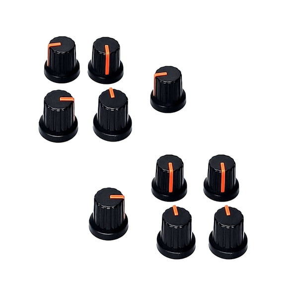 10Pcs Plastic Potentiometer Control Knob 6mm Shaft Hole Volumes Control Rotary Knob Replacement Guitar Pedal Knobs