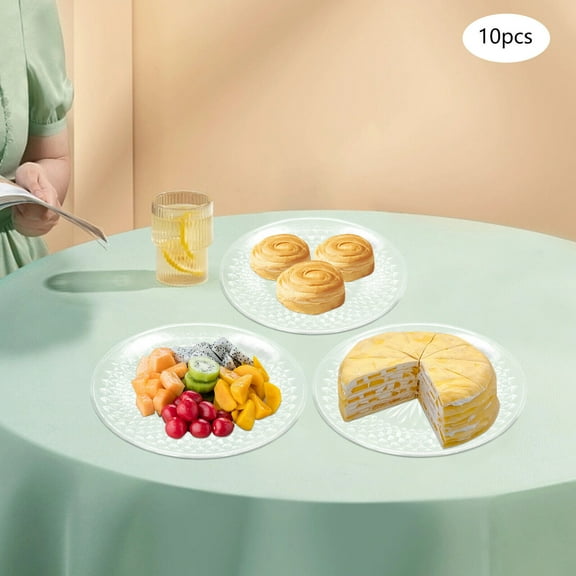 10Pcs Plastic Serving Plates Clear Plastic Tray 14*1 inch Serving Platters Dessert