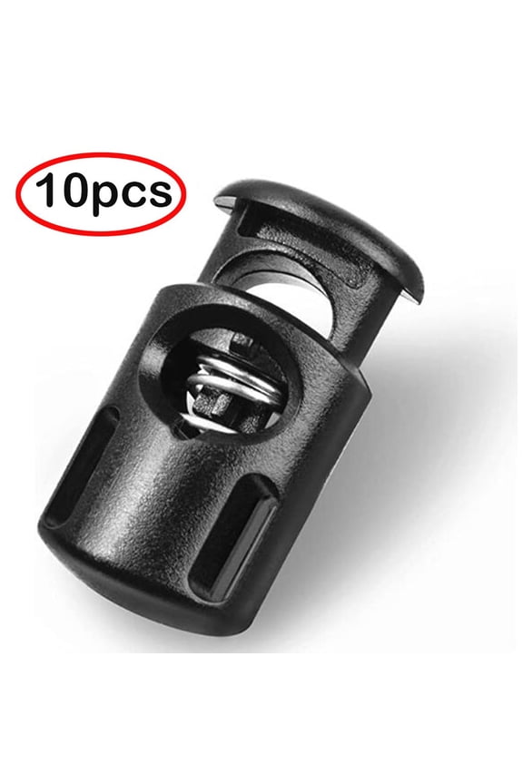 10Pcs Plastic Spring Cord Locks for Drawstring, Mini Small Cord Stops Fastener Toggles, Shoe Lace Tie Lock Sweatpants Hoodie String Clips Cord Lock Replacement for Shoelaces Clothing(Black,1.1x0.6")