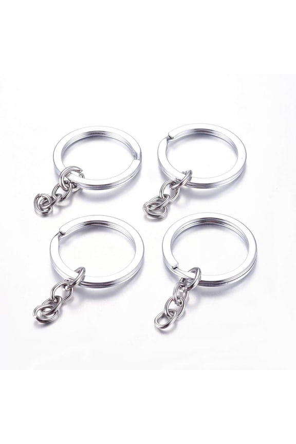 10Pcs Platinum Alloy Split Key Rings Keychain Rings with Chains Keychain Clasp Findings Metal Split Keyring Small Key Rings Bulk Split Keychain for Keychain Making DIY Accessory 33mm