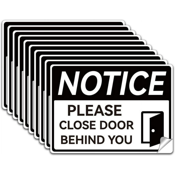 10Pcs Please Close Door Behind You Sticker Close The Door Sticker Please Keep Door Closed Sign Close Door Labels Waterproof Self-Adhesive Vinyl Decals for Workplace Store 7.08x5.12 Inch for making