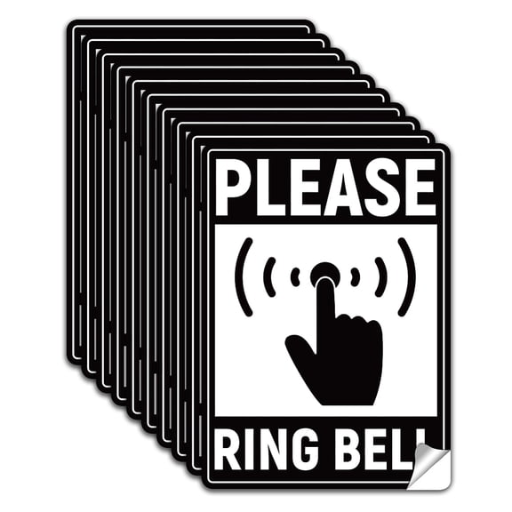 10Pcs Please DoorRing Bell Sign Sticker PVC Waterproof Please DoorRing Bell Warning Stickers Decal