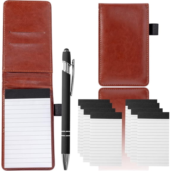 10Pcs Pocket Notepad Holder Set Notebook 3 x 5 Inch With Pen | PU Leather High Value Portable Durable For Cops Security Thinkers & Forgetful Users To Jot Notes And Lists