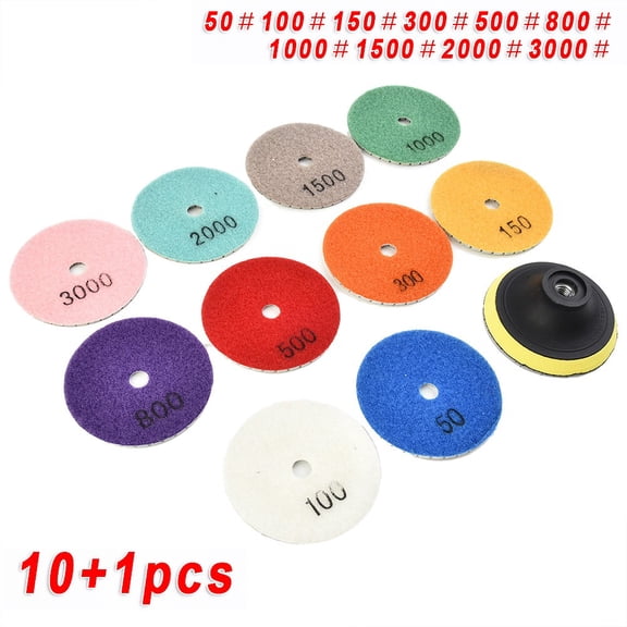10Pcs Polishing Pad Kit 3Inch M10 Polishing Wheel For Granite Stone Concrete Marble Sanding Disc 50 100 150 300 500 800 1000 150