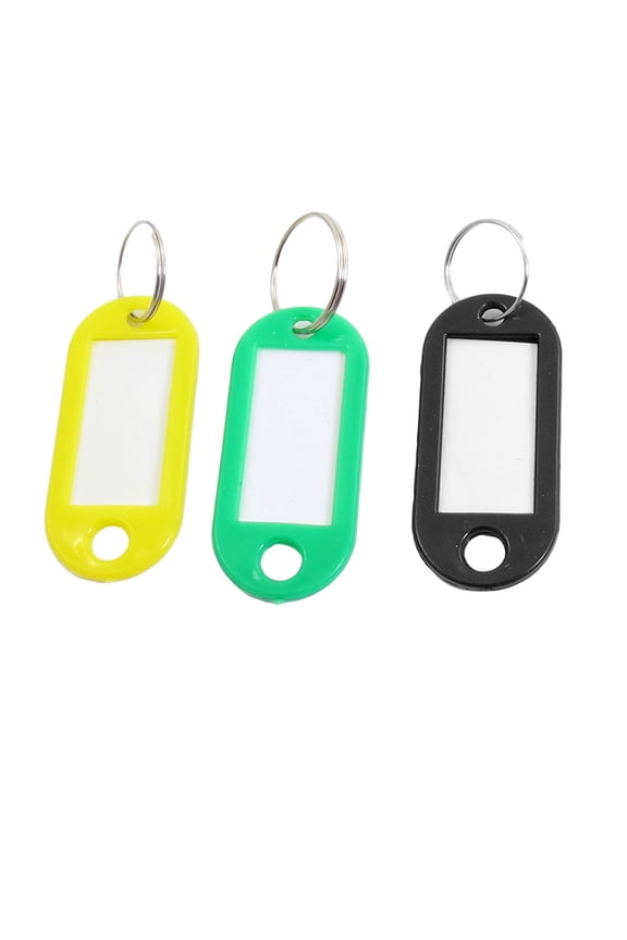 10Pcs Plastic Mini Holder ID Key Labels Tags Keyring Keychain w Split 3 Colors