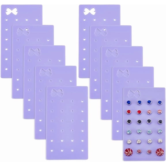 10Pcs Portable Acrylic Earring Holders 24 Holes Purple Acrylic Earring Displays 3.5x2 Inch Stud Earrings Holder Hanging Organizer Travel Jewelry Organizer for Earrings Studs Jewelry Storage
