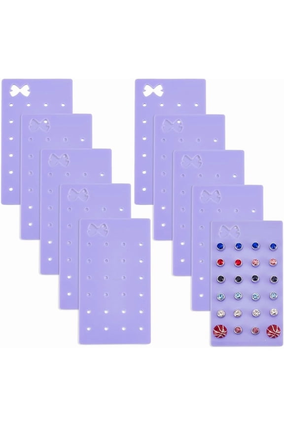 10Pcs Portable Acrylic Earring Holders 24 Holes Purple Acrylic Earring Displays 3.5x2 Inch Stud Earrings Holder Hanging Organizer Travel Jewelry Organizer for Earrings Studs Jewelry Storage