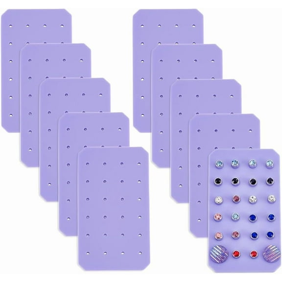 10Pcs Portable Acrylic Earring Organizer 24 Holes Purple Acrylic Earring Holders 3.5x2 Inch Stud Earrings Holder Hanging Display Travel Jewelry Organizer for Earrings Studs Jewelry Storage