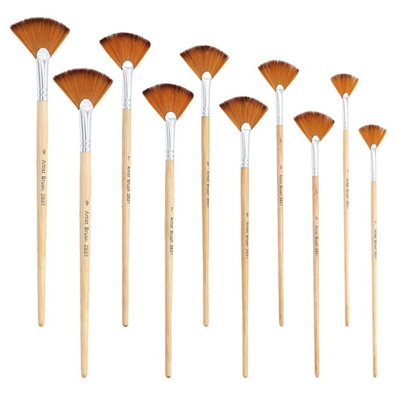 Nestingho Nylon Fan Brushes Set of 2 for Artists Painters, 8.98 x 2.13 x 0.37 Inch Paint Brush Tools