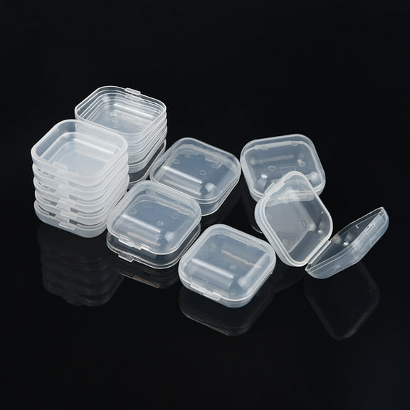 10Pcs Portable Transparent Flip Square Small Storage Box, Portable Flip Lid Design For Easy Access, Ideal For Jewelry And Small Items Organization, Perfect For Travel And