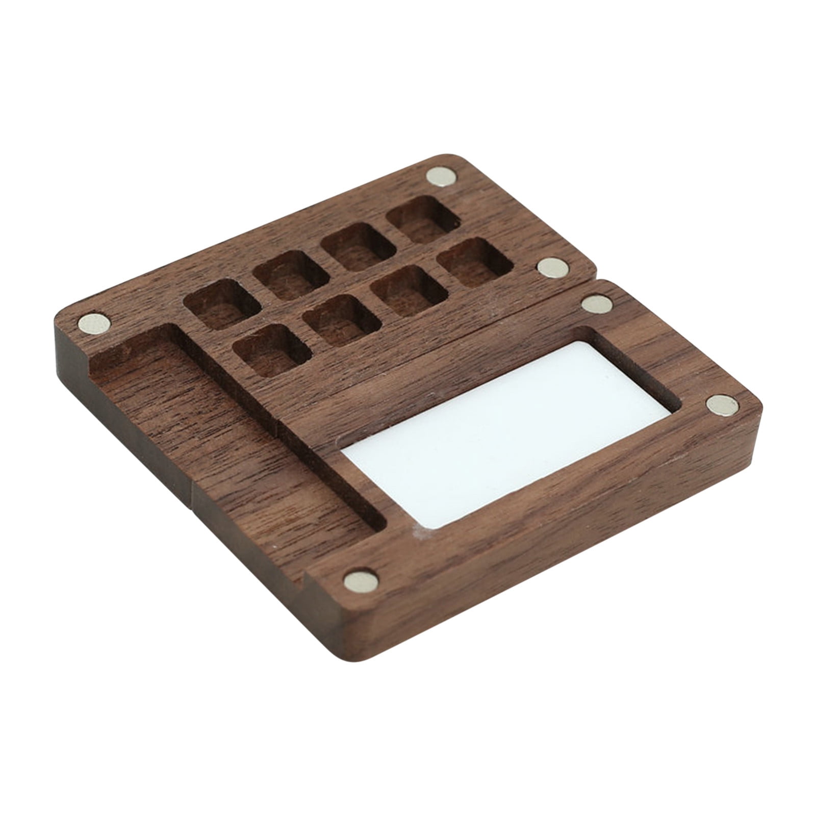 10Pcs Portable Watercolor Palette, Fufafayo Portable Walnut Watercolor Palette, Wooden Travel Art Box, Children'sWatercolor Color Mixing Box, Artist Pigment Organizer for Painting Sketching Outdoor