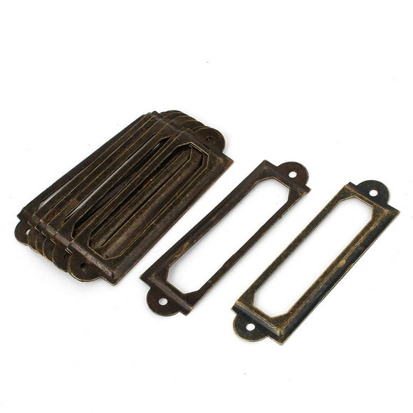 10Pcs Post Office File Drawer Door Tag Label Card Holder Bronze Tone 6cm x 1.7cm