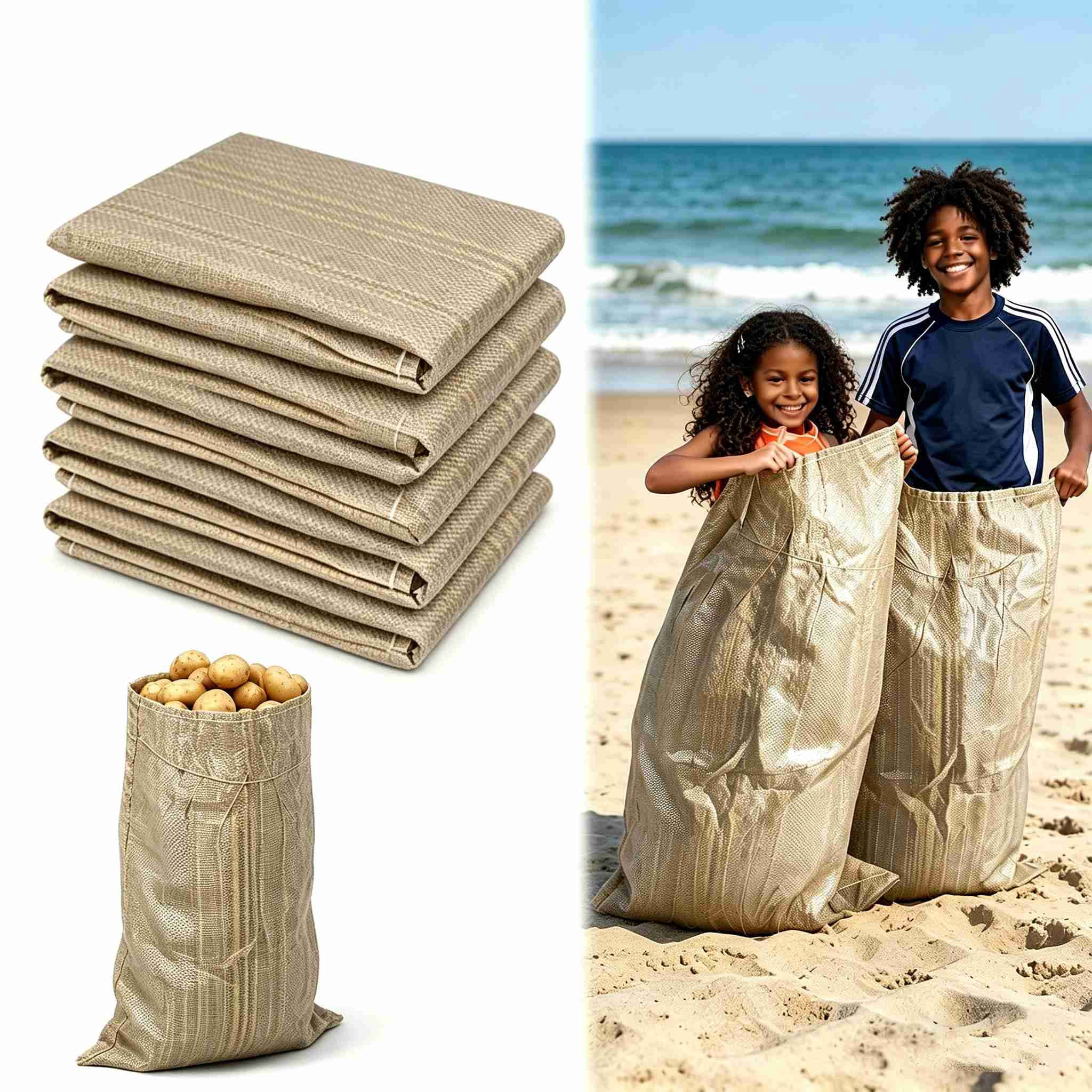 10Pcs Potato Sack Race Bags, 24"x40" Outdoor Lawn Games for Adults and Kids, Large Gunny Sacks Burlap Bags for Outdoor Sports Games, Birthday Parties, Outdoor Family Gatherings, Barbecues