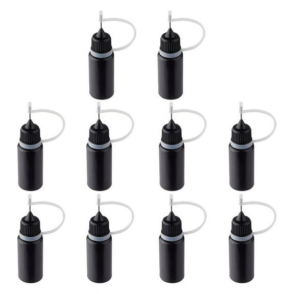 10Pcs Tip Applicator Bottles Black Metal Needle Plastic Bottle 10ML pwm25
