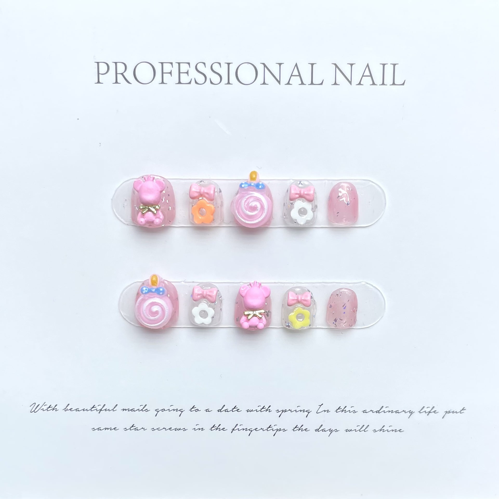 10Pcs Press on Nails for Kids Children Acrylic Fake Nails Pre-glue Full Cover Glitter Gradient Color Rainbow Candy Short False Nail Art Kits Sets Valentines Day Gifts for Kids Girls（S-14）