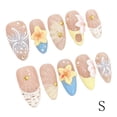 thumbnail image 1 of 10Pcs Press On Nails Stiletto Shape Hnadmade Fake Nails, French Shell Acrylic Nails, Reusable Artificial Gold Plated Decoration Stiletto False Nails for Women (S), 1 of 7