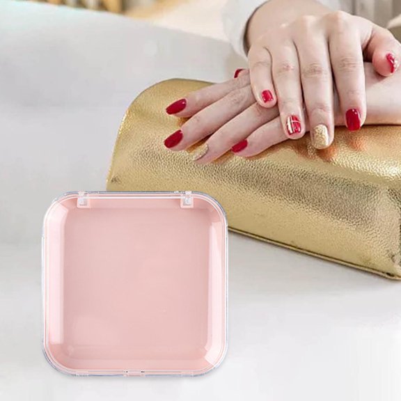 10Pcs Press on Nail Storage Boxes, Display Holder, Empty Square False Nail Packaging Box, Nail Storage Box for Home Pink