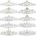 thumbnail image 1 of 10Pcs Princess Dazzling Rhinestone Tiara Hair Band Silver Metal Birthday Party Prom Bridal Wedding Headbands Hair Tiaras Headpieces Set for DIY Women Brides Bridesmaids Decoration, 1 of 5