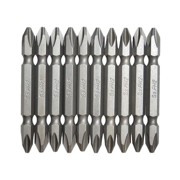 10Pcs Professional Double Tip Crosses Head Screwdriver Bits 65mm Length Carbon Steel PH2 Compatible For Tight Space