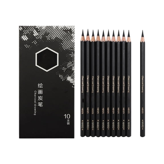 10Pcs Professional Sketch Pencils Wood Drawing Pencil Sketching Charcoal Pencils For Artists Beginner Drawing Sketching