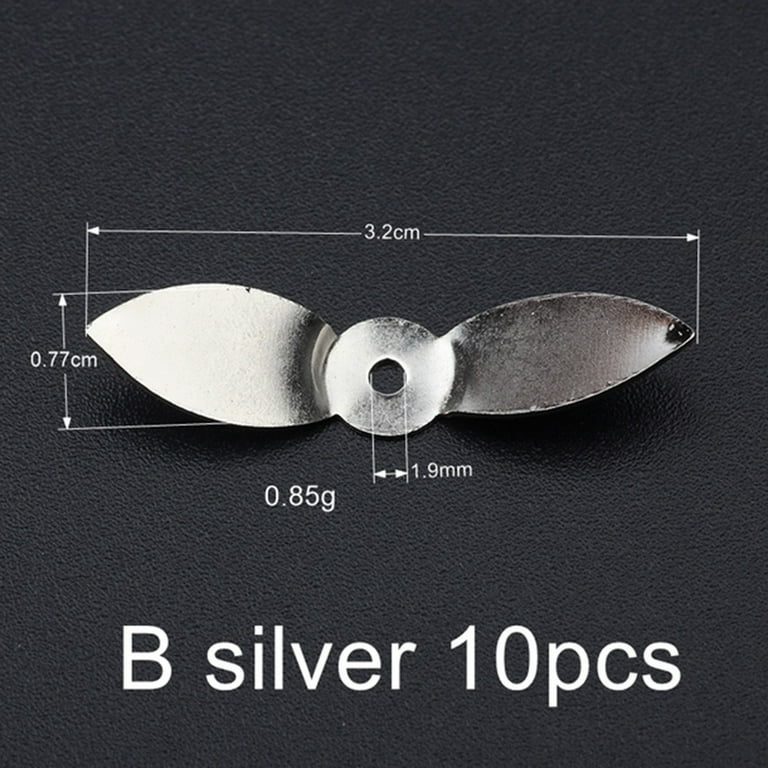 10Pcs Prop Blades Propeller Style Spinner Blades Diy Topwater Lures Spin  Blades (B Silver) 
