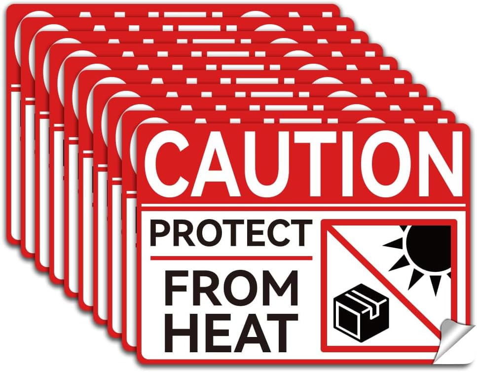 10Pcs Protect from Heat Label Decal Sticker PVC Caution Shipping ...