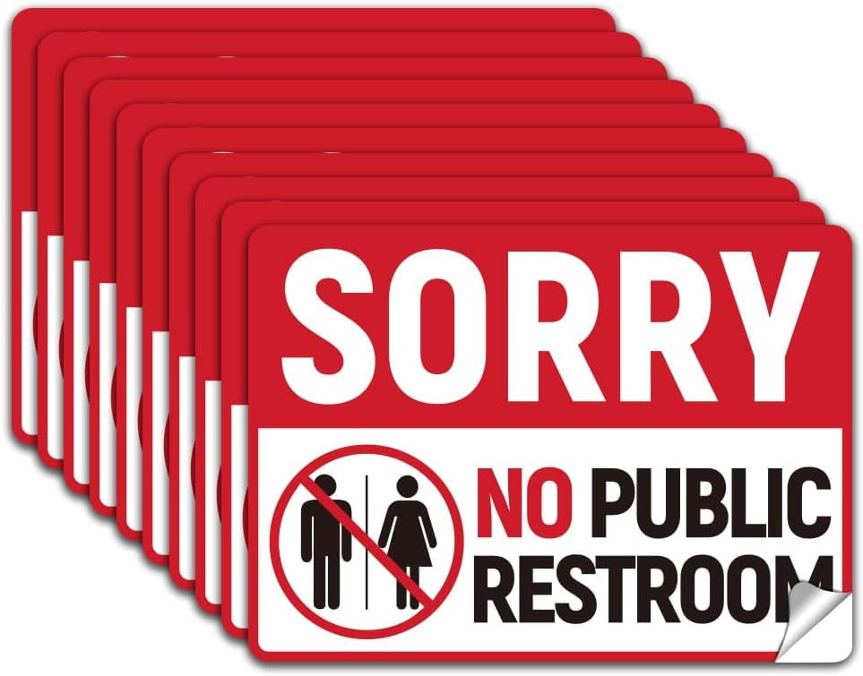 10Pcs No Public Restroom Sign Sticker PVC Waterproof Sorry No Public ...