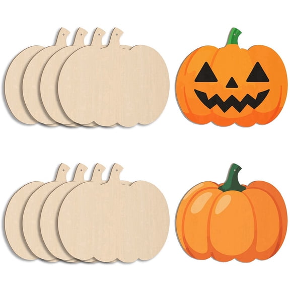 10Pcs Pumpkin Wood Cutouts Unfinished Shapes Wooden Blanks Thanksgiving Paint Hanging Decorations Ornaments