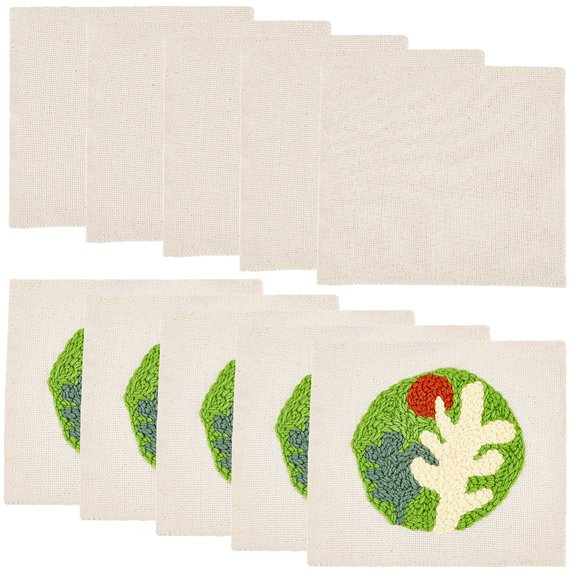 10Pcs Punch Needle Fabric 7.5x8.3 Inch White Plain Weave Linen Needlework Fabric Linen Stitch Cloth Embroidery Cloth for DIY Art Craft Handwork