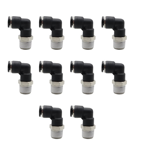 10Pcs Push To Connect Air Fitting Pneumatic Elbow 1/4" OD Tube X 1/4" NPT