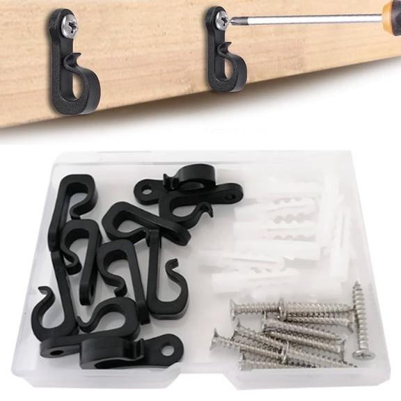 10Pcs Q Shape Christmas Light Hooks, Plastic Q-Type Wall Mount String Light Hanging Hooks Kit, Outdoor Indoor Fairy Light Clip Hooks, Multi Purpose Screw-in Q Hanging Hooks for Home Use