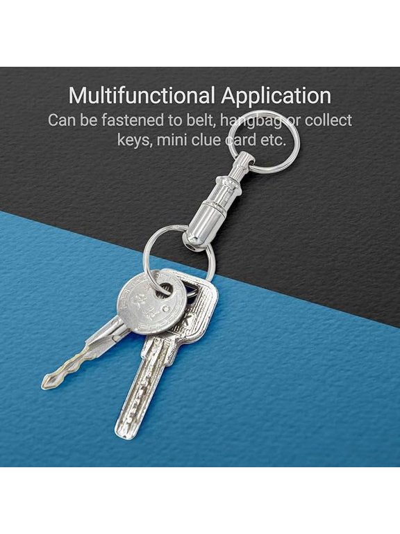 10Pcs Quick Release Keychain, Key Holder for Keychain, Silver Carbon Steel Easy Detach Key Ring with Double Spring Split Snap Separate Chain for Two Sets of Keys that Need to be Removed Frequently