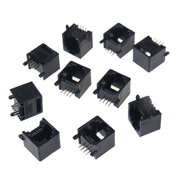 10Pcs RJ11 RJ45 8P8C Black Computer Internet Networking Sockets Connector For Networking Sockets Accessories