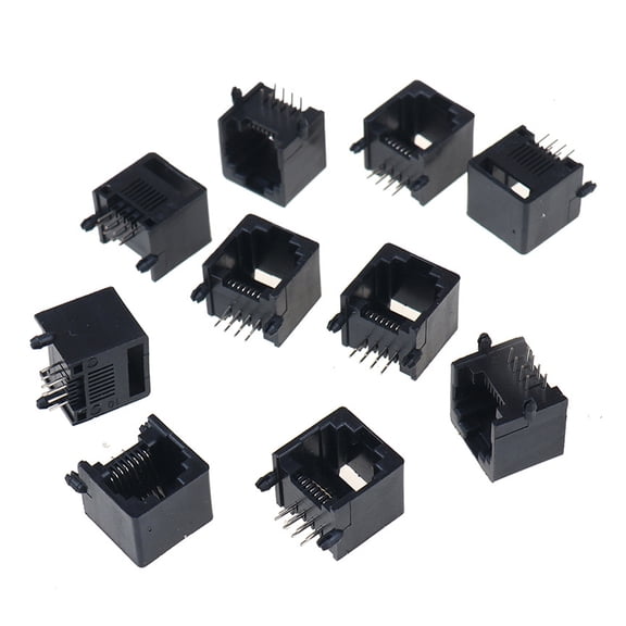 10Pcs RJ11 RJ45 8P8C Black Computer Internet Networking Sockets Connector For Networking Sockets Accessories