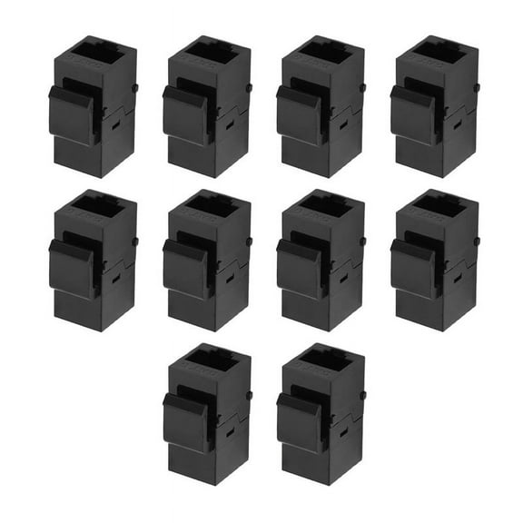 10Pcs RJ45 Connector Jack Cat6 Extension Coupler Ethernet Network LAN Cat 6 Jacks Extend Adapter,Black