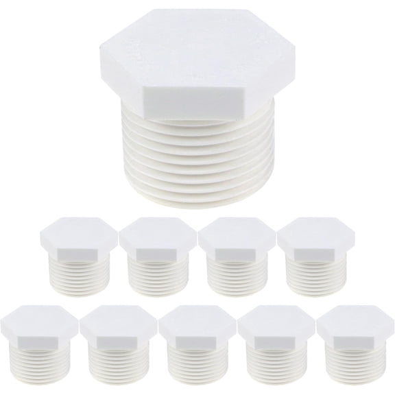 10Pcs RV Hot Water Heater Drain Plug 3/4 Inch NPT Male Thread Plugs | Drain Plug White Plastic Drain Plugs, PVC Pipe Fittings End Caps, Coupling Adapter (White)