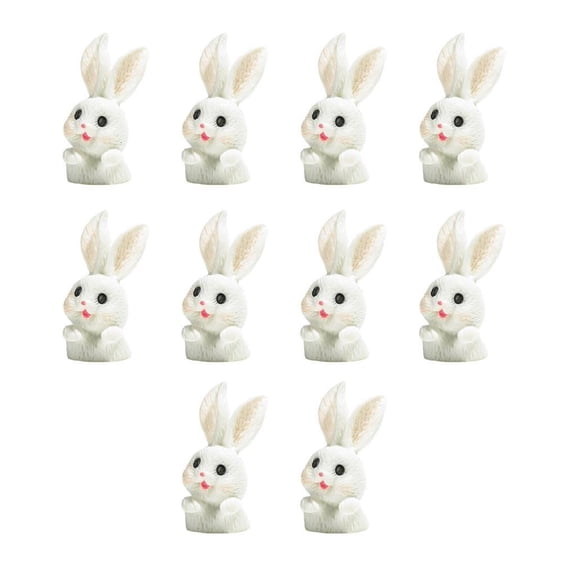 10Pcs Rabbit Statue Garden Miniatures Set for Potted Plant and Home Car Decors