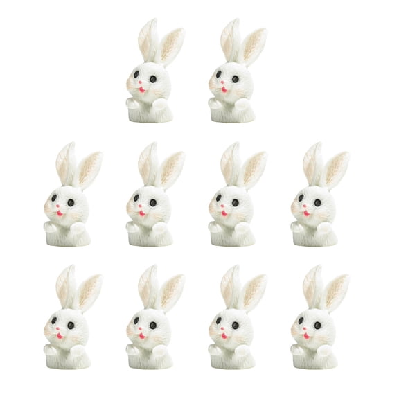 10Pcs Rabbit Statue Garden Miniatures Set for Potted Plant and Home Car Decors