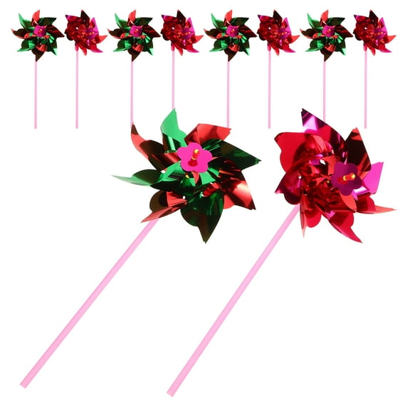 10Pcs Rainbow Pinwheel Rainbow Wind Spinners DIY Pinwheels Set for Kids Garden Lawn Party Decor ( )