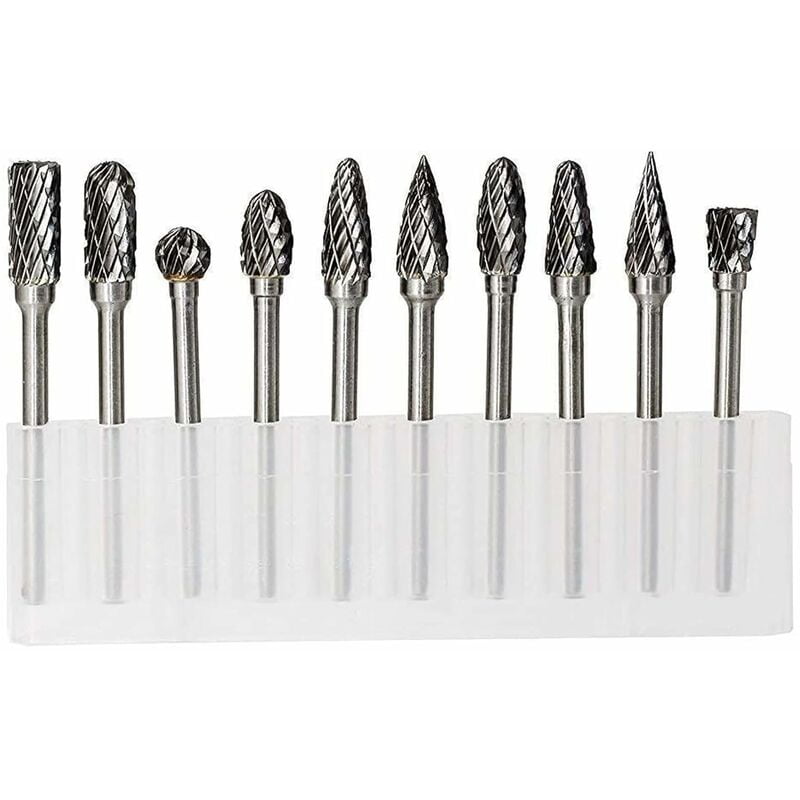 10Pcs Rasp Set Double Cut Carbide Burrs for Grinder Drill DIY Wood ...