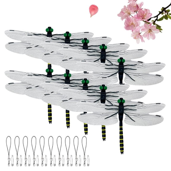 10Pcs Realistic Dragonfly Clips, Artificial Dragonfly Bug Repellent, Outdoor Garden Pest Deterrent, Hat Backpack Decor