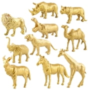 10Pcs Realistic Simulation Animal World Model Set, Wildlife Figure Collection, Educational Nature Learning Toys, gold